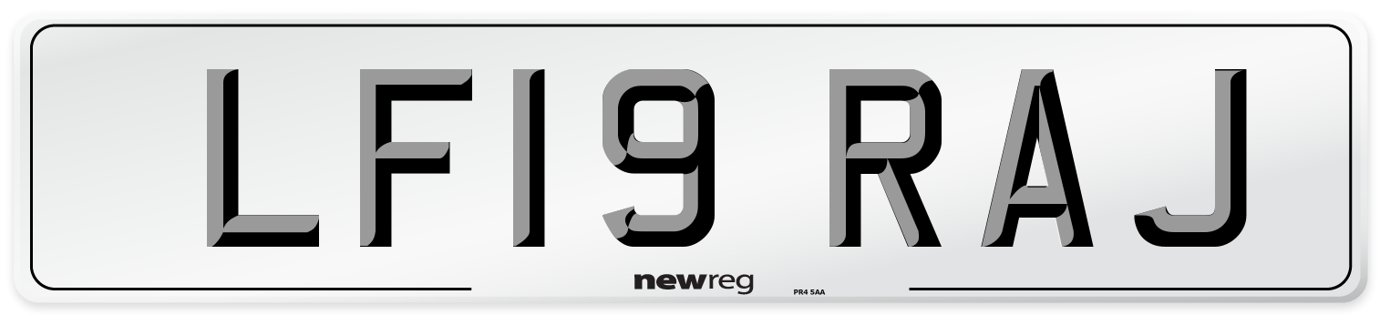LF19 RAJ Number Plate from New Reg